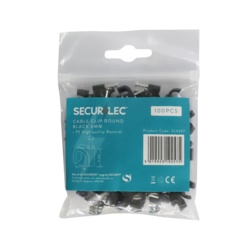 BLACK CABLE CLIPS ROUND FOR 6MM PACK 100