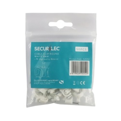 CABLE CLIPS 8MM WHITE ROUND PK 20