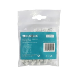 CABLE CLIPS 5MM WHITE ROUND BOX 100 SPLI