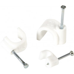 CABLE CLIPS 6MM WHITE ROUND PK 20