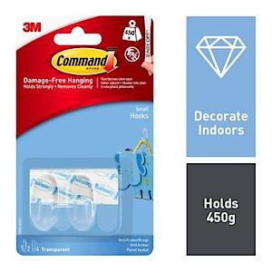 COMMAND 17092CLR-ES SMALL CLEAR HOOKS