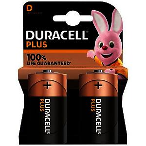 DURACELL PLUS D BATTERY 2PK